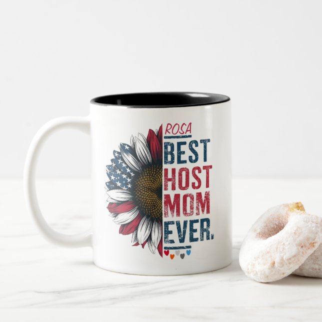 Best Host Mom Ever,Host Family host mom  Two-Tone Coffee Mug (With Donut)