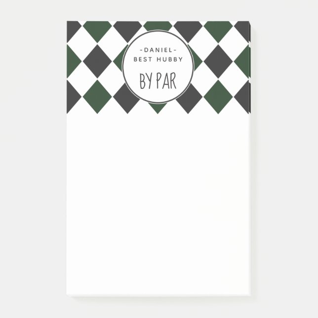 Best Hubby by Par Green Plaid with Name Post-it Notes (Front)