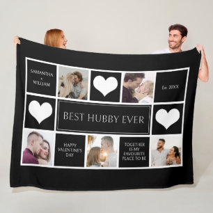 Best Hubby Ever Photo Collage Minimalist  Fleece Blanket