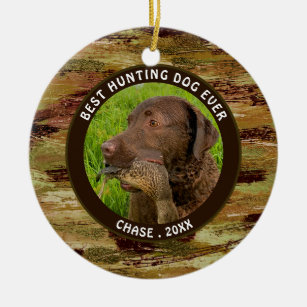 BEST HUNTING DOG EVER Camouflage 2 Photo Ceramic Ornament
