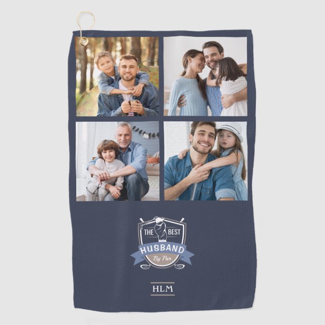Best Husband By Par Personalized Photos Golf Towel (Front)