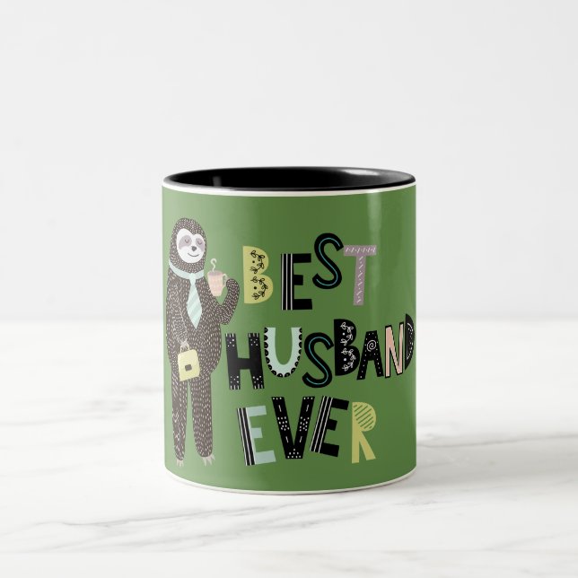 BEST HUSBAND EVER Personalized Custom Whimsical Two-Tone Coffee Mug (Center)