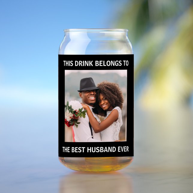 Best Husband Ever Personalized Photo Black Can Glass (Creator Uploaded)