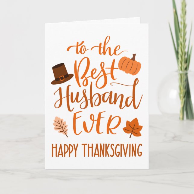 Best Husband Ever Thanksgiving Day in Orange Card (Front)