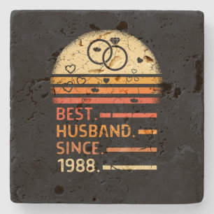 Best husband since 1988 retro vintage father's day stone coaster