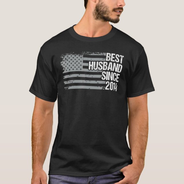 Best Husband Since 2014 8th Wedding Anniversary T-Shirt (Front)