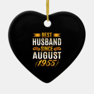 Best Husband Since August 1955 Funny Annivesary Ceramic Ornament