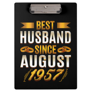 Best Husband Since August 1957 Cute Anniversary Clipboard
