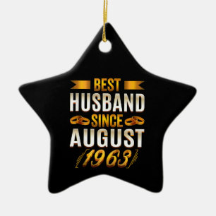 Best Husband Since August 1963 57th Anniversary Ceramic Ornament