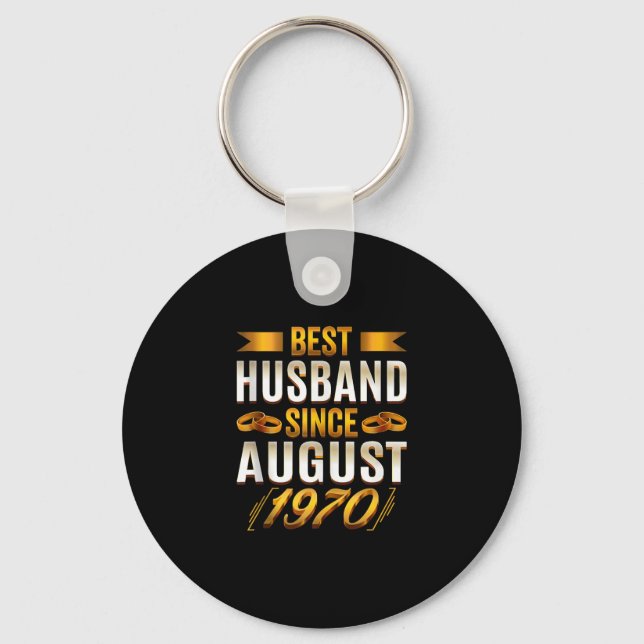 Best Husband Since August 1970 - Funny 50th Keychain (Front)