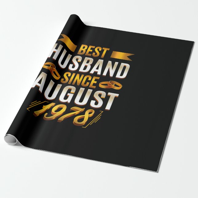 Best Husband Since August 1978 - Funny 42nd Wrapping Paper (Unrolled)