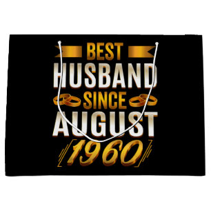 Best Husband Since August Funny 60th Anniversary Large Gift Bag