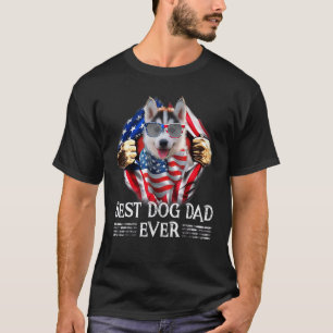 Best Husky Dad Ever American Flag 4th Of July Men T-Shirt
