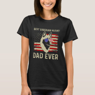 Best Husky Dad Ever Fathers Day American Flag 4th  T-Shirt