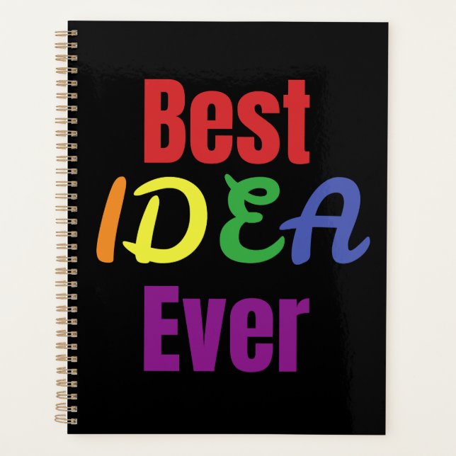 Best Idea Ever Planner In Black. Notebook (Front)