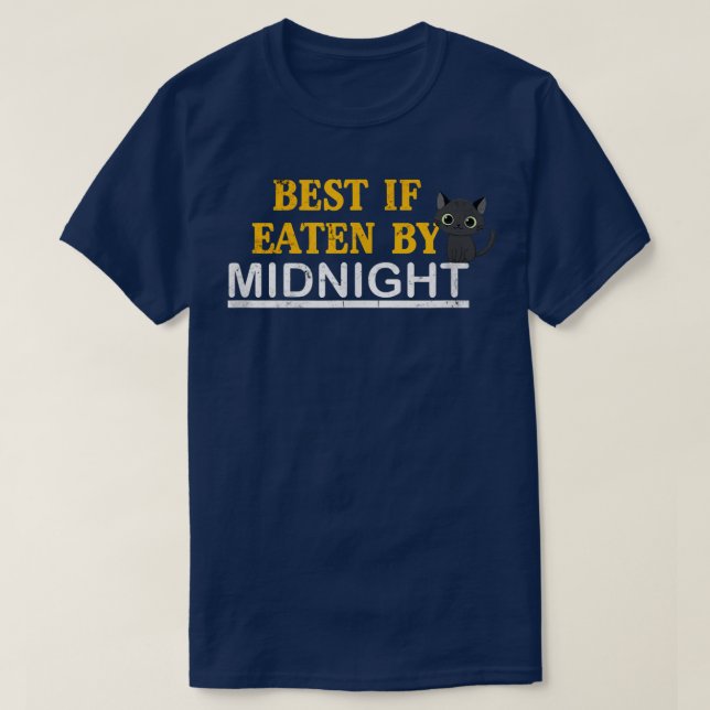 Best If Eaten By Midnight Kitty Biker  T-Shirt (Design Front)
