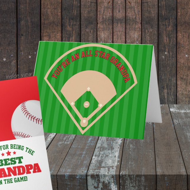 Best in the Game Baseball Personalized Gift Card (All Star Best in the Game Folding Greeting Card for Dad, Grandpa, Coach or anyone! )