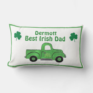 Best Irish Dad Vintage Handpainted Green Truck Lumbar Pillow