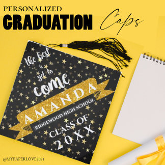 Best Is Yet To Come Black Gold Class Of 2023 Graduation Cap Topper