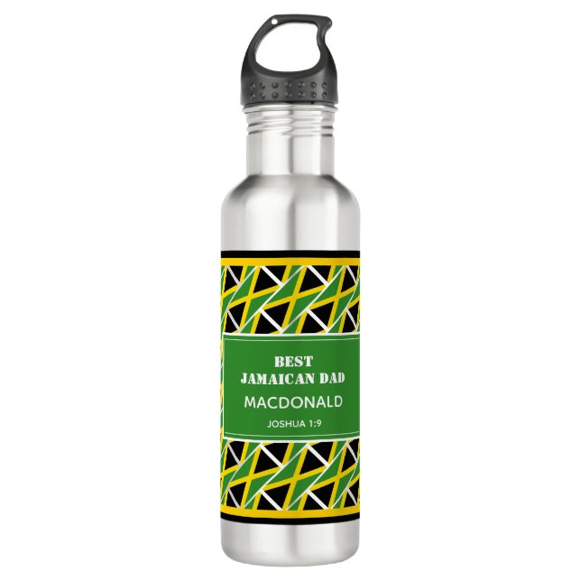 BEST JAMAICAN DAD Patriotic Flag Personalized 710 Ml Water Bottle (Front)