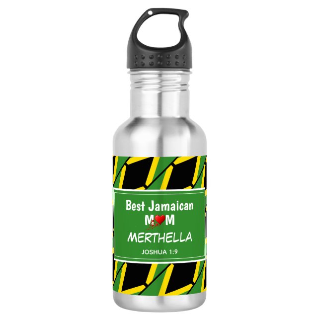 BEST JAMAICAN MOM Jamaica Flag Personalized 532 Ml Water Bottle (Front)