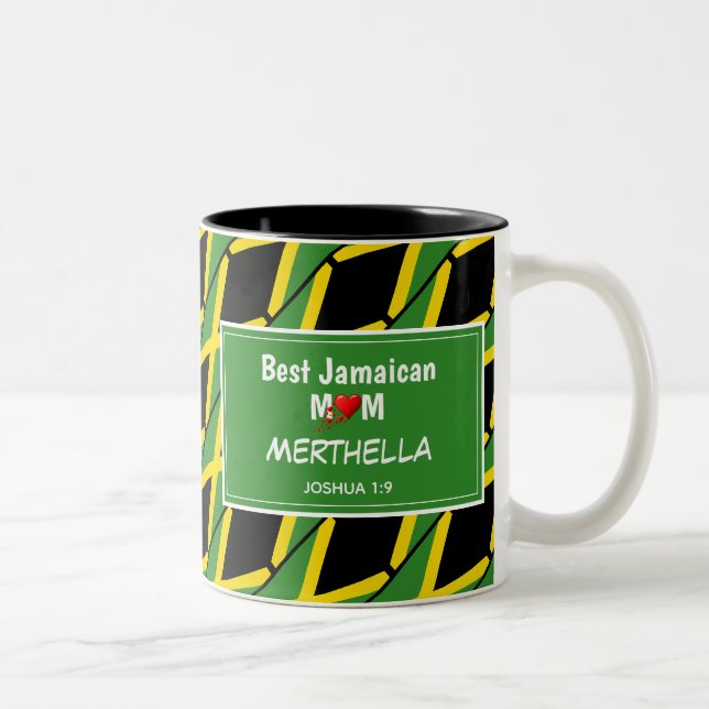 BEST JAMAICAN MOM Personalized Jamaica Flag Two-Tone Coffee Mug (Right)