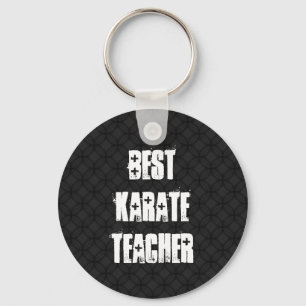 Best Karate Teacher Black and White Grunge Gift Keychain
