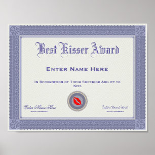 Best Kisser Award Personalized Poster