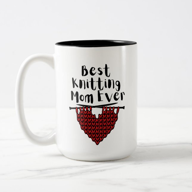 Best  Knitting  Mom Ever  Two-Tone Coffee Mug (Left)