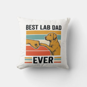 Best Lab Dad Ever Labrador Vintage T-Shirt Design_ Throw Pillow