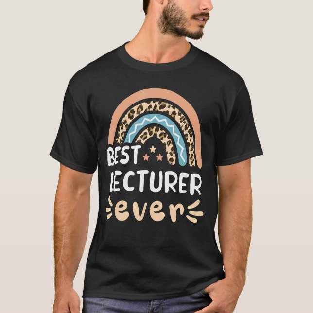 Best Lecturer Ever Leopard Rainbow Mom T-Shirt (Front)
