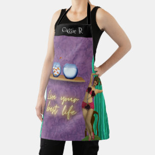 Best Life Funky Vintage Kitsch Personalized Apron