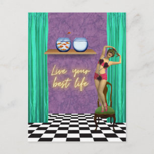 Best Life Funky Vintage Kitsch Postcard