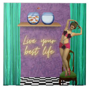 Best Life Funky Vintage Kitsch  Tile