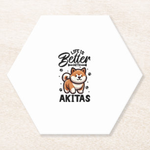 Best life with Akita  Paper Coaster