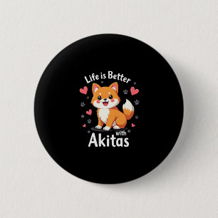 Best life with Akita Tank Top 2 Inch Round Button