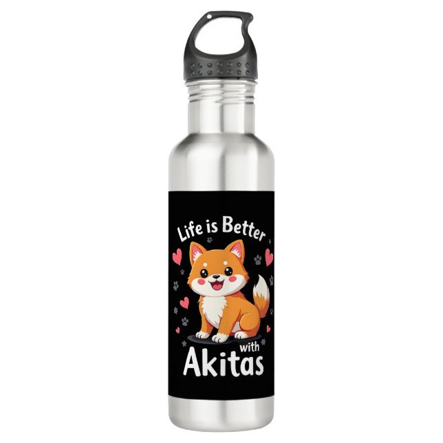 Best life with Akita Tank Top 710 Ml Water Bottle (Front)