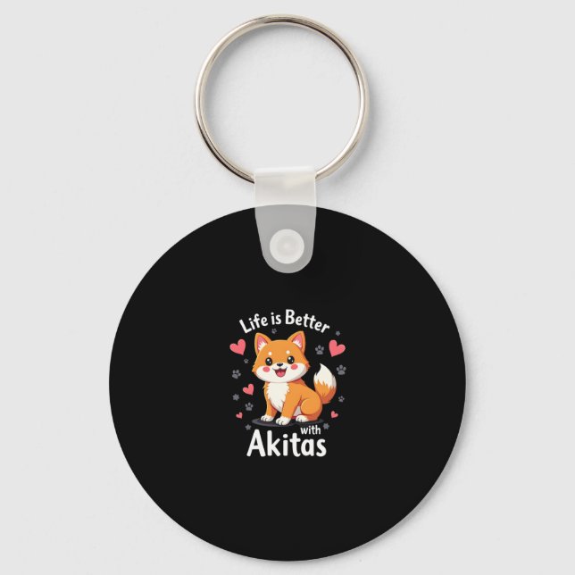 Best life with Akita Tank Top Keychain (Front)