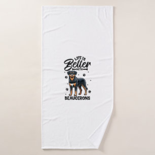 Best life with Beauce Sheepdog  Bath Towel