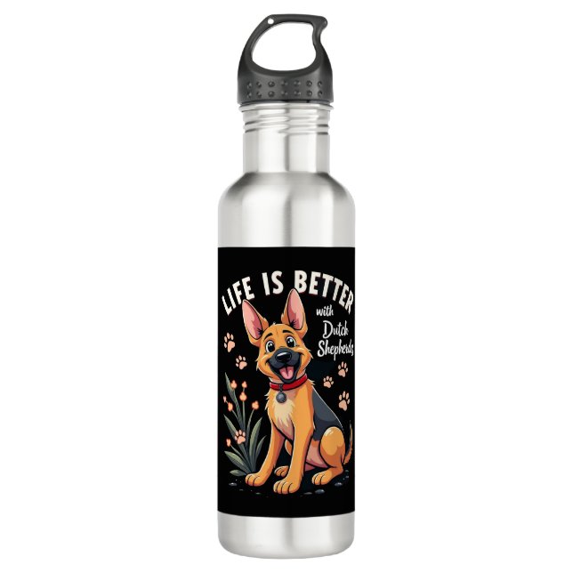 Best life with Dutch Shepherd Tank Top 710 Ml Water Bottle (Front)