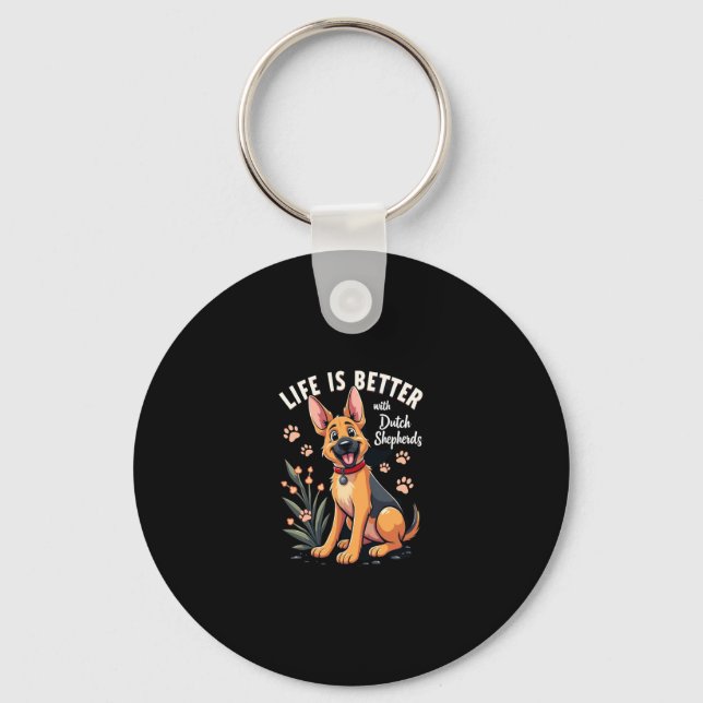 Best life with Dutch Shepherd Tank Top Keychain (Front)