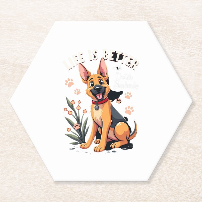 Best life with Dutch Shepherd Tank Top Paper Coaster (Front)