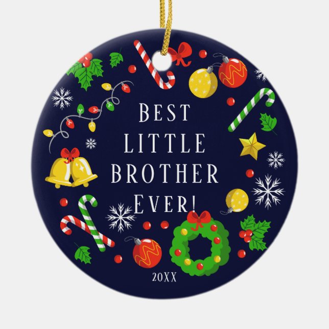 Best Little Brother Ever Christmas Ornament (Front)
