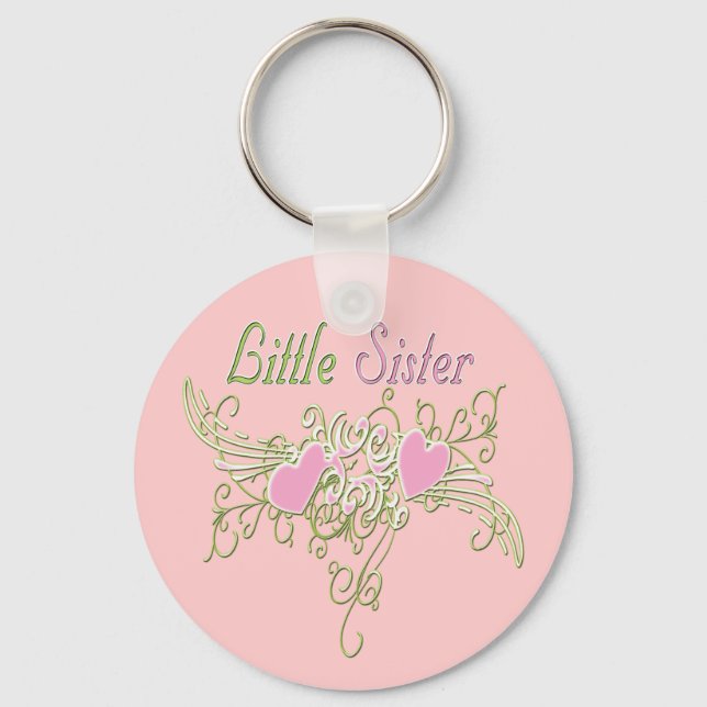 Best Little Sister Swirling Hearts Keychain (Front)