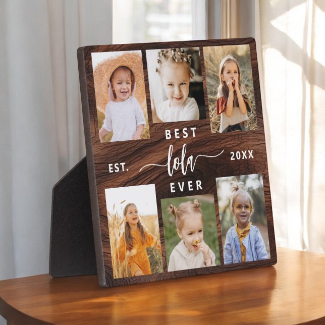Best Lola Ever Wood Grandchildren Photo Collage Plaque (Creator Uploaded)