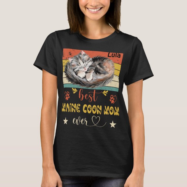 Best Maine Coon Mom Ever Funny Cat Mama Cat Mother T-Shirt (Front)