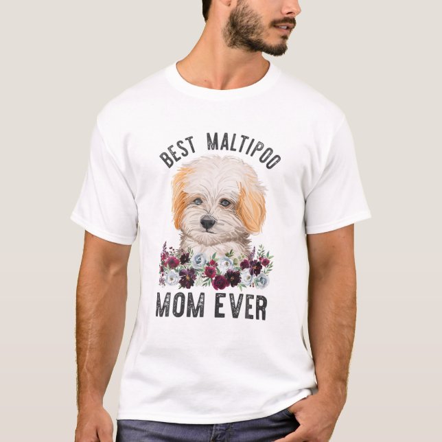 Best Maltipoo Mom Ever Floral Dog T-Shirt (Front)