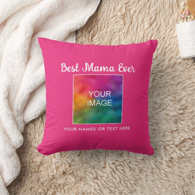 Best Mama Ever Custom Typography Family Template Throw Pillow (Blanket)