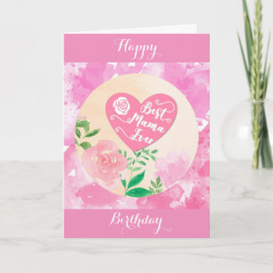 Best Mama Ever Cute Pink Mom Birthday Card