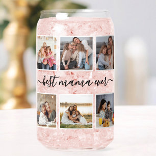Best Mama Ever for Mom Custom Photo Collage Can Glass